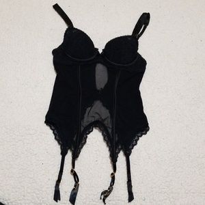 Victoria's secret black bustier with gold snaps